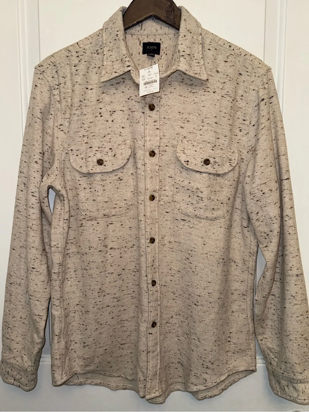 J. Crew NWT Speckled Fleece CPO Shirt Jacket in “Honey Oatmeal”